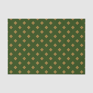 Gold Cruciferous Flowers on Hunter Green Tissue Paper