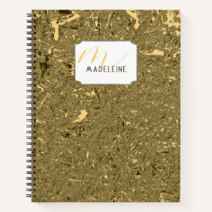 Gold Crushed Foil Chic Monogrammed Girly School Notebook