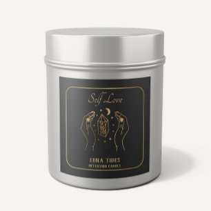 Gold Crystal Moon Self Love Intention Candle Label