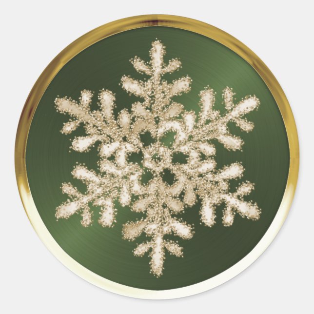 Gold Crystal Snowflake on Green Seal (Front)
