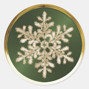 Gold Crystal Snowflake on Green Seal