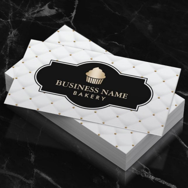 Gold Cupcake Bakery Luxury Quilted Business Card (Creator Uploaded)