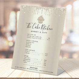 Gold Cupcake Glitter Drips Bakery Menu Price List Pedestal Sign