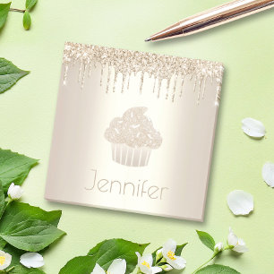 Gold cupcake glitter drips modern bold girly name post-it notes