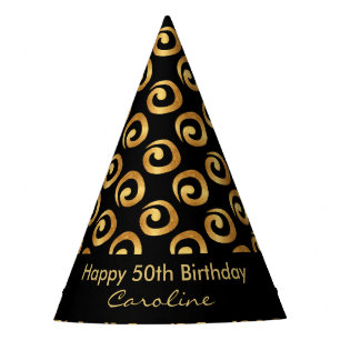 Gold Curls 50th Birthday Party Hat