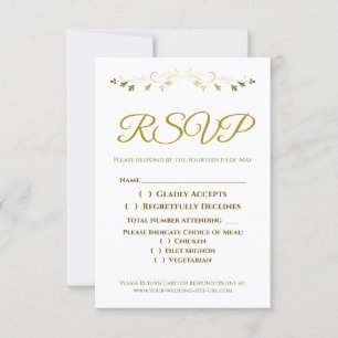 Gold Curly Filigree Border Elegant Wedding RSVP