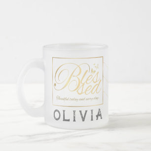 Gold Custom Calligraphy Name Thanksgiving Gift Frosted Glass Coffee Mug