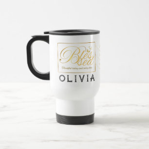 Gold Custom Calligraphy Name Thanksgiving Gift Travel Mug