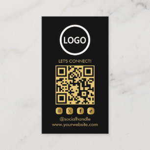 Gold Custom Cards Modern, Social Media QR 