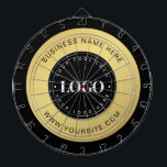 Gold Custom Logo & Text Company Business Branded   Dartboard<br><div class="desc">Promote your business with this elegant dart board,  featuring custom logo & text. Easily add your details by clicking on the "personalise" option.</div>