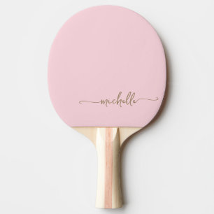 Gold Custom Name Signature Script Blush Pink  Ping Pong Paddle