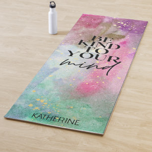 Gold Custom Name Workout motivational monogram Yoga Mat