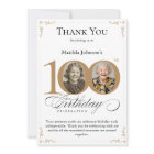 Gold Custom Photo 100th Birthday Thank You Card