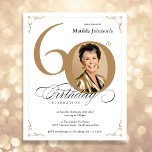 Gold Custom Photo Budget 60th Birthday Invitation<br><div class="desc">Gold Custom Photo Budget 60th Birthday Invitation. And elegantly designed special birthday celebration invitation,  featuring a custom photo of birthday person and script calligraphy with vintage flourish elements. Simple enough to fit a variety of themes and colours!
Need help? Simply contact me!</div>