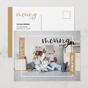 Gold Custom Photo Moving Announcement Card
