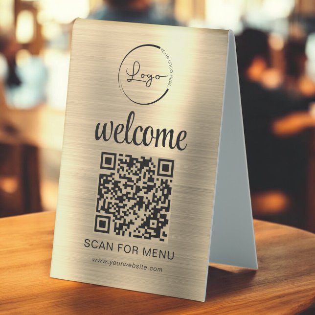 Gold Custom QR Code Menu Text Modern Business (Creator Uploaded)