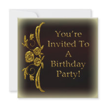 Gold Customised Birthday Party Invitations