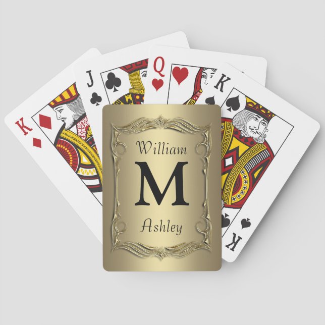 Gold Customised Monogrammed Playing Cards (Back)
