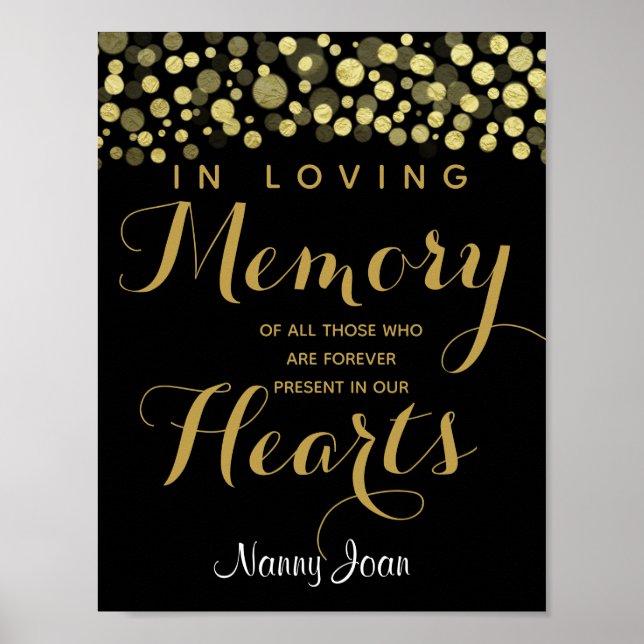 Gold Cut In loving memory sign (Front)