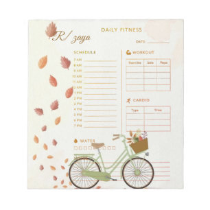 Gold cute bike pastel daily fitness Planner Notepad