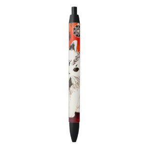 Gold Cute Cat Winter Christmas Baubles Black Ink Pen
