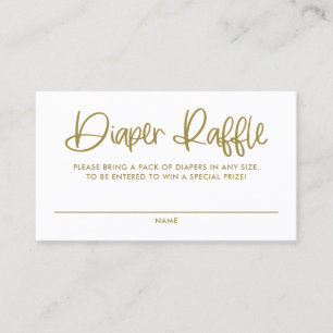 Gold Cute Modern Calligraphy Diaper Raffle Card