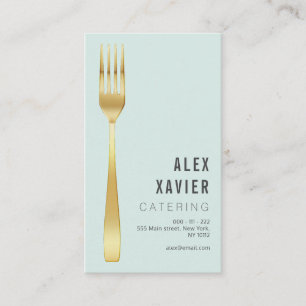 gold cutlery professional catering business card