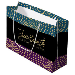 Gold Cyan Purple Black Independence Day Juneteenth Large Gift Bag