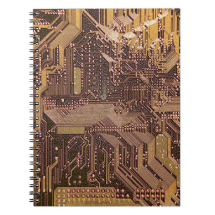 Gold Cyber Circuit Board Tech Art Electronics Notebook