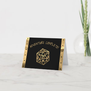Gold D20 Adventure Complete Tabletop Role Player Thank You Card