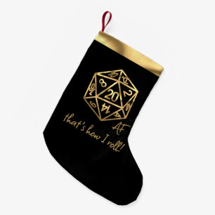 Gold D20 Crit AF   Tabletop Dice Thats How I Roll Small Christmas Stocking