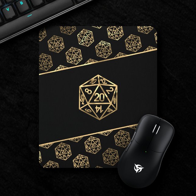 Gold D20 Pattern | Tabletop Role Player Dice Mouse Mat (Creator Uploaded)