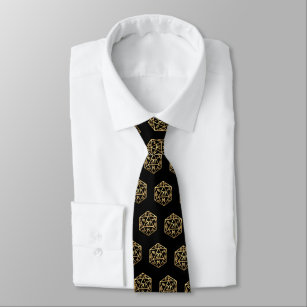 Gold D20 Pattern   Tabletop Role Player Dice Tie