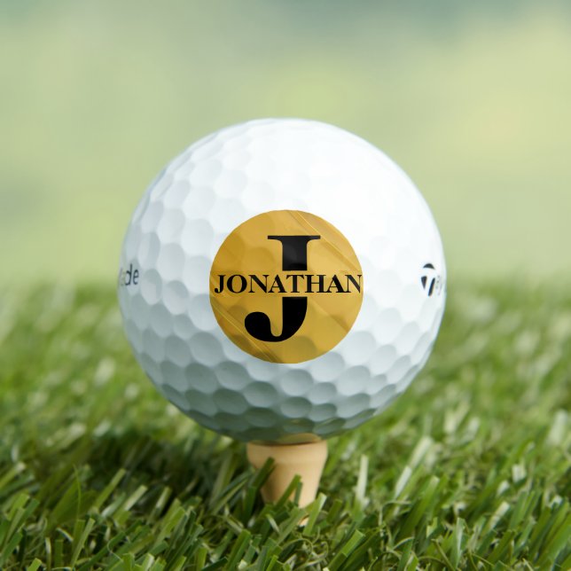 Gold Dad Initial Letter Name Typography Design Golf Balls (Insitu Tee)