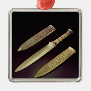 Gold dagger and sheath metal tree decoration