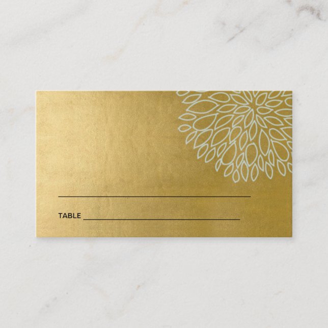 GOLD DAHLIA FLORAL BAR BAT MITZVAH PLACE CARDS (Front)