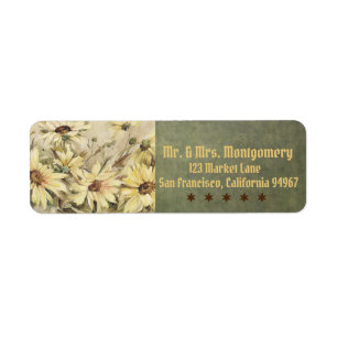 Gold Daisies With Sage Return Address Labels