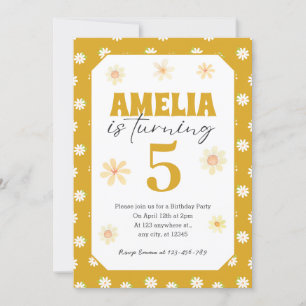 Gold Daisy Birthday Party Invitation Any Age