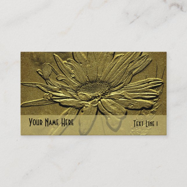 Gold Daisy Floral Business Card (Front)