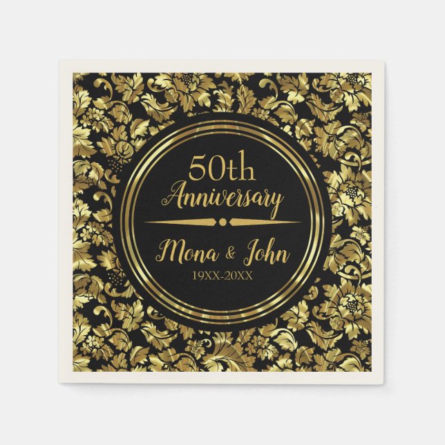 Gold Damask And Gold Divider Napkin (Front)