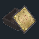 Gold Damask And Gold Hearts-Gold Anniversary Keepsake Box<br><div class="desc">Simple elegant gold damask and gold hearts- 50th gold wedding anniversary</div>