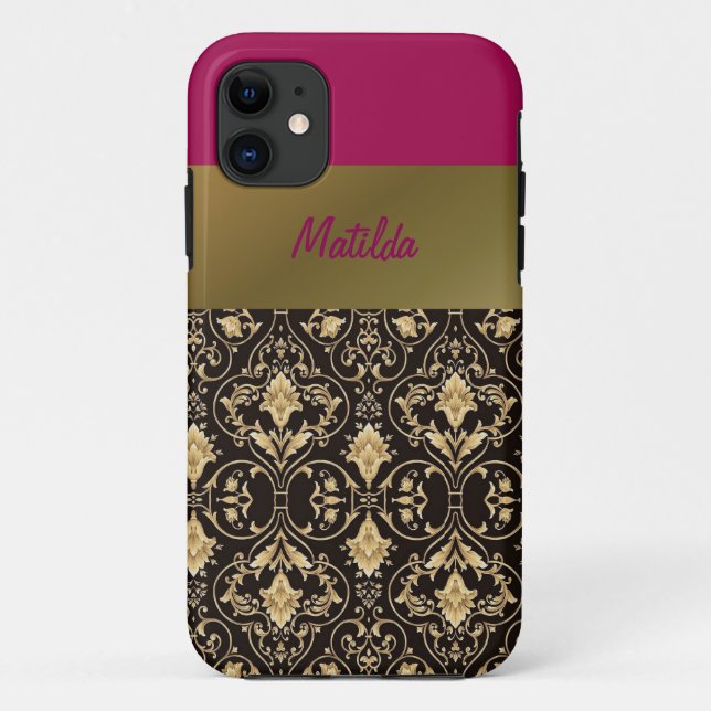 Gold damask and Red Case-Mate iPhone Case (Back)