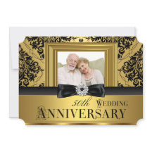 Gold Damask Bow Photo 50th Wedding Anniversary 3