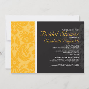 Gold Damask Bridal Shower Invitations