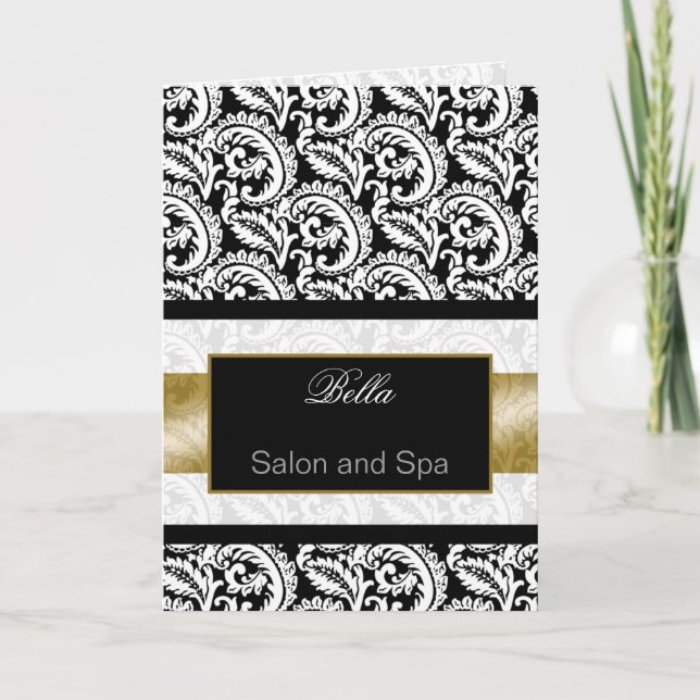 gold damask Business Thank You Cards (Front)