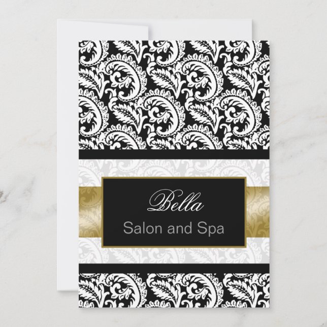 gold damask Business Thank You Cards (Front)