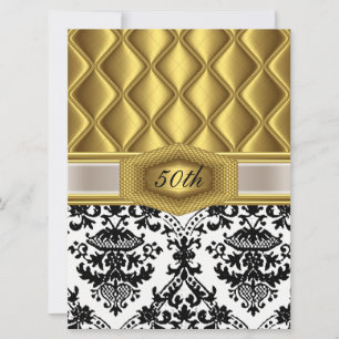 Gold Damask classic Birthday Invitation