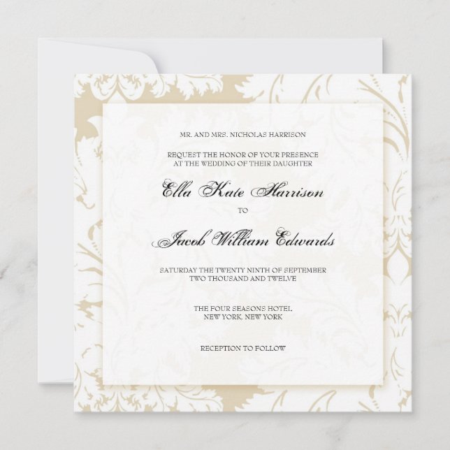 Gold Damask Collection | Wedding Invitation (Front)