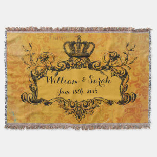 Gold Damask Custom Wedding Royal Crown Throw