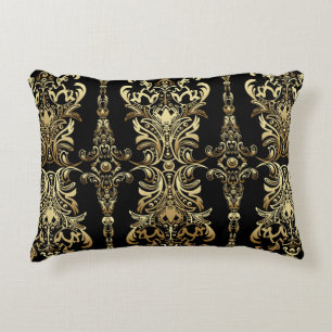 Gold damask floral seamless pattern with arabesque decorative cushion